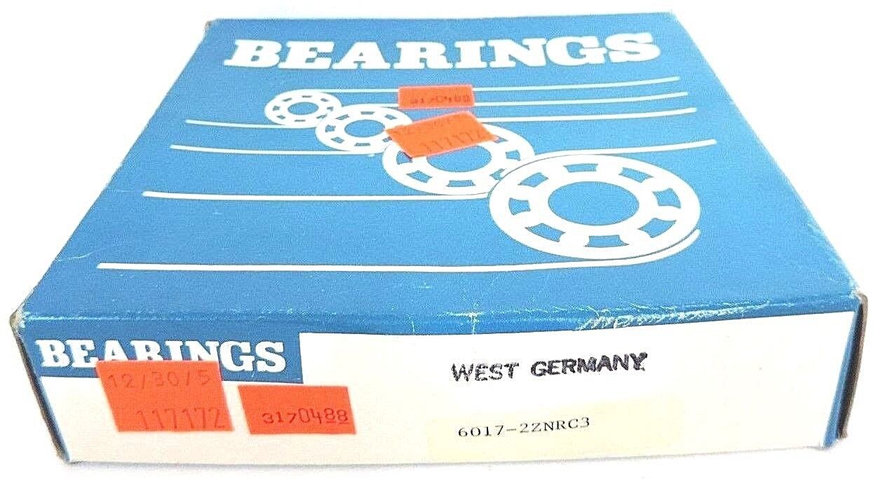 NIB WEST GERMANY BEARINGS 6017-2ZNRC3 BALL BEARING 60172ZNRC3, 6017-2Z-C3