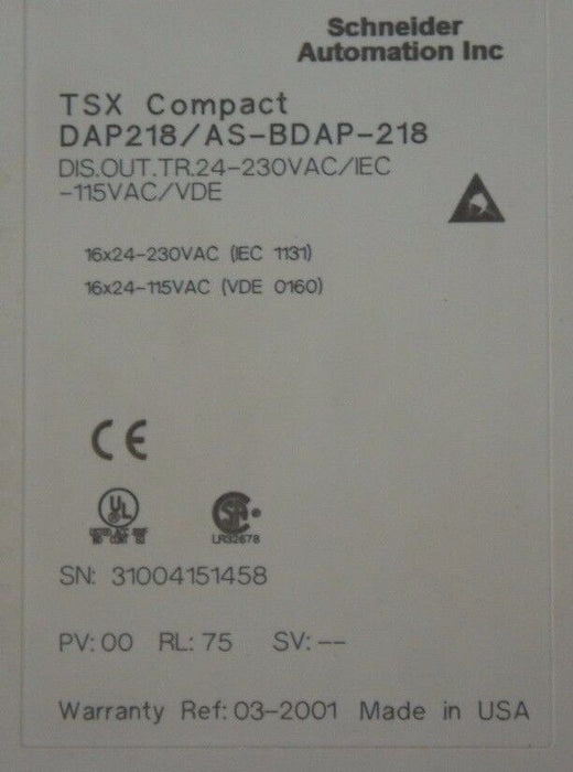 SCHNEIDER DAP218/AS-BDAP-218 TSX COMPACT MODULE DAP218, PV: 00 RL: 75