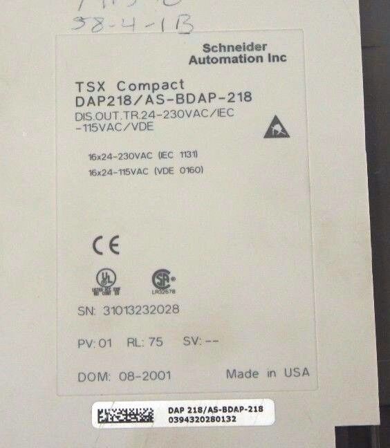 SCHNEIDER DAP 218/AS-BDAP-218 TSX COMPACT MODULE PV: 01, RL: 75, DAP218ASBDAP218