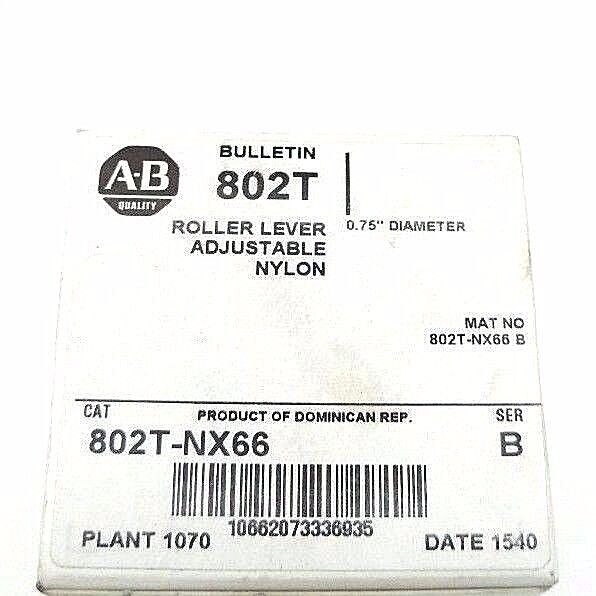 NIB ALLEN BRADLEY 802T-NX66 ROLLER LEVER ADJUSTABLE NYLON 802TNX66. SER. B