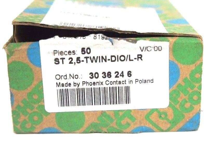 BOX OF 34 NEW PHOENIX CONTACT ST 2.5 TWIN-DIO/L-R ORD. NO. 3036246