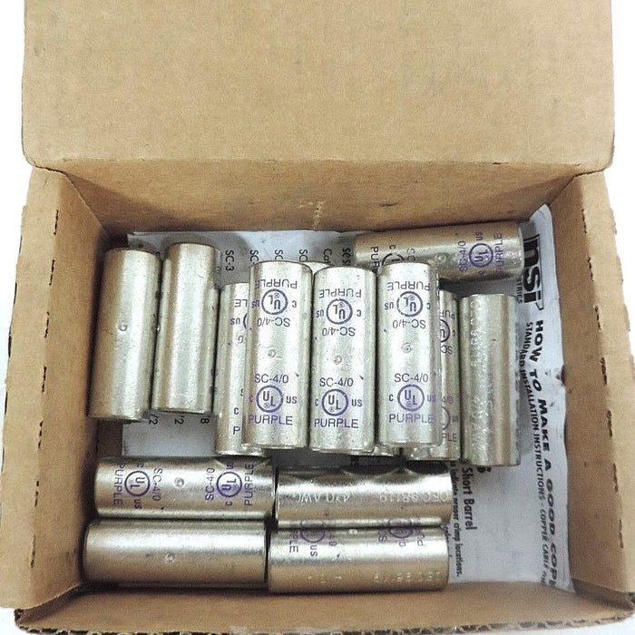 NIB NSI SC-4/0 COPPER COMPRESSION SPLICE SHORT BARREL - QTY 15