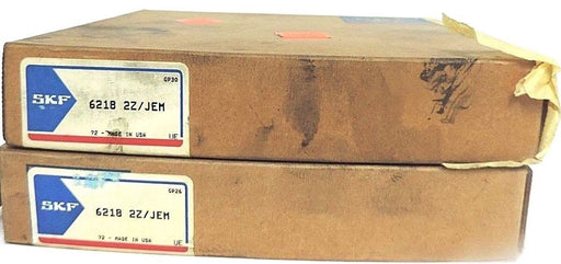 LOT OF 2 NIB SKF 6218-2ZJEM BALL BEARINGS SINGLE ROW 90MM-ID 160MM-OD 30MM-WIDE