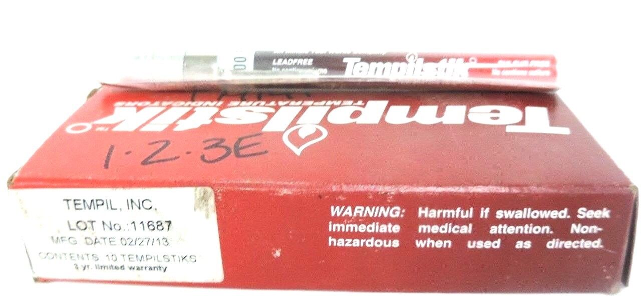 BOX OF 10 TEMPIL INC. 719-TS1000 TEMPILSTIK TEMPERATURE INDICATORS 1000F, TE1000