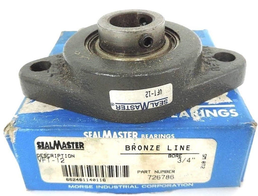 NIB SEALMASTER VFT-12 BALL BEARING FLANGE UNIT VFT12, BORE: 3/4''