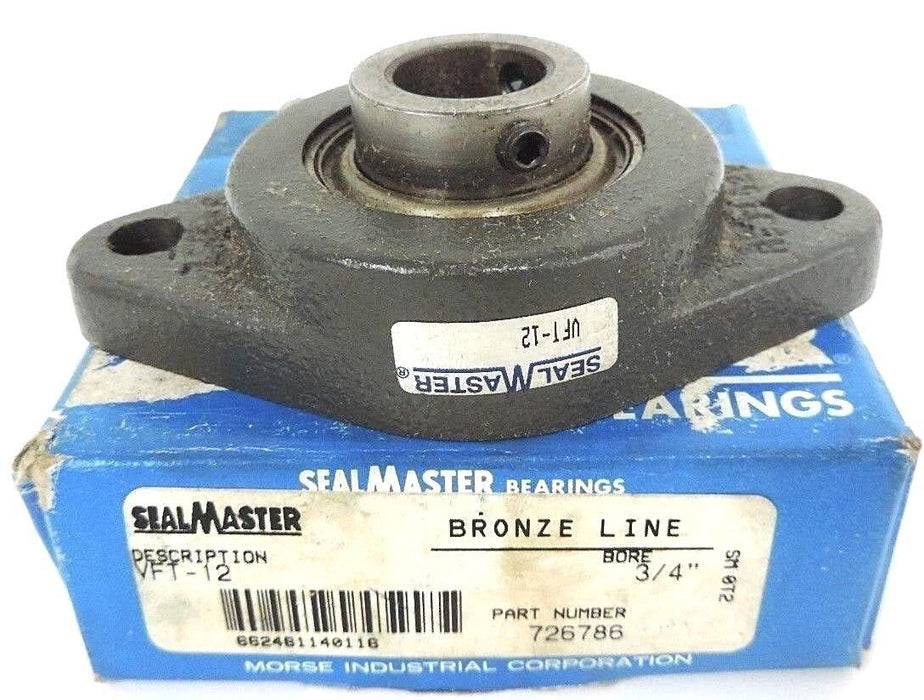 NIB SEALMASTER VFT-12 BALL BEARING FLANGE UNIT VFT12, BORE: 3/4''