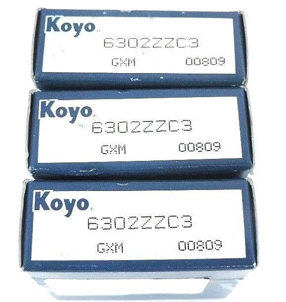 LOT OF 3 NIB KOYO 6302ZZC3 BALL BEARINGS 15X42X13MM DOUBLE SHIELDED