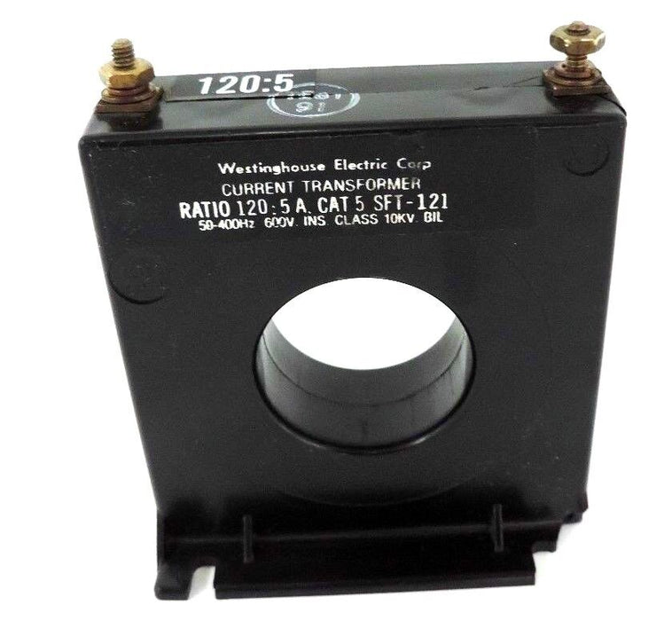 WESTINGHOUSE 5SFT-121 CURRENT TRANSFORMER RATIO 120:5A, 50-400HZ, 600V