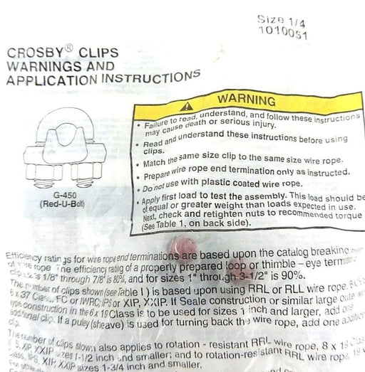 LOT OF 9 NEW CROSBY CLIPS 1010051 SIZE: 1/4