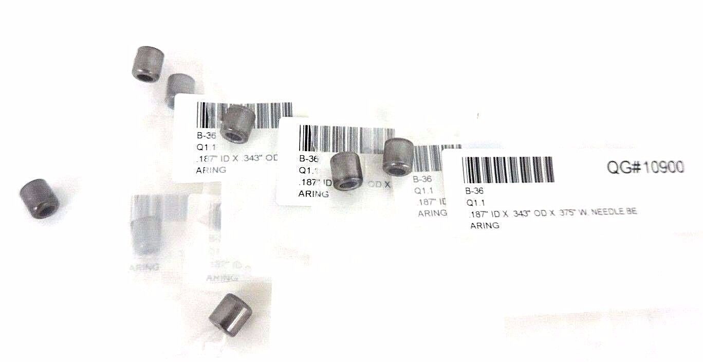 LOT OF 8 NEW B-36 NEEDLE BEARINGS .187"ID X .343"OD X .375"W