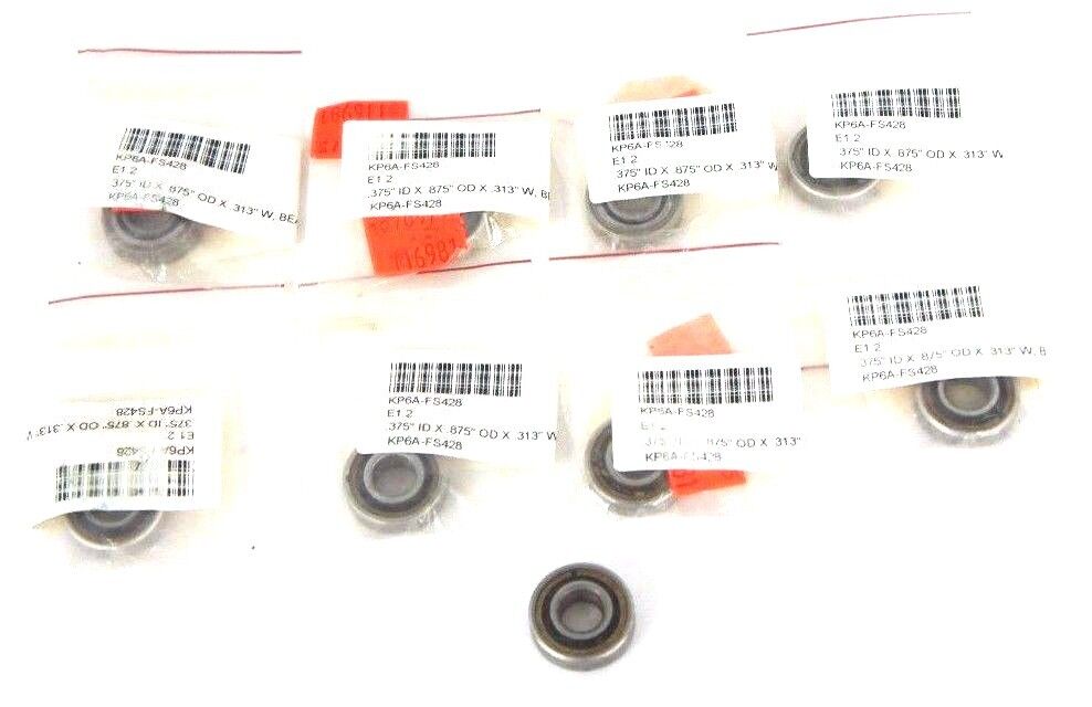 LOT OF 9 NEW RBC KP6A-FS428 DEEP GROOVE BALL BEARINGS 0.375" X 0.875" X 0.313"