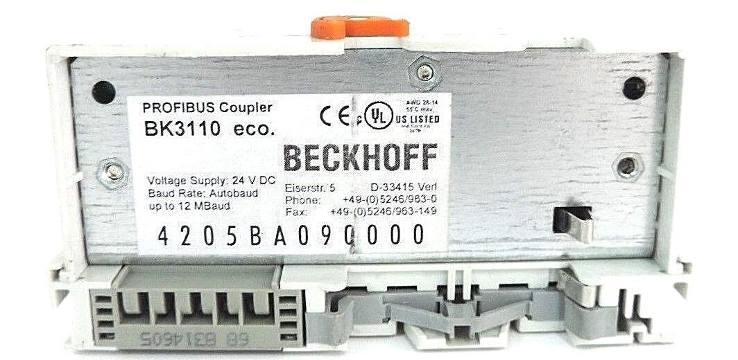 BECKHOFF BK3110 PROFIBUS COUPLER 24VDC