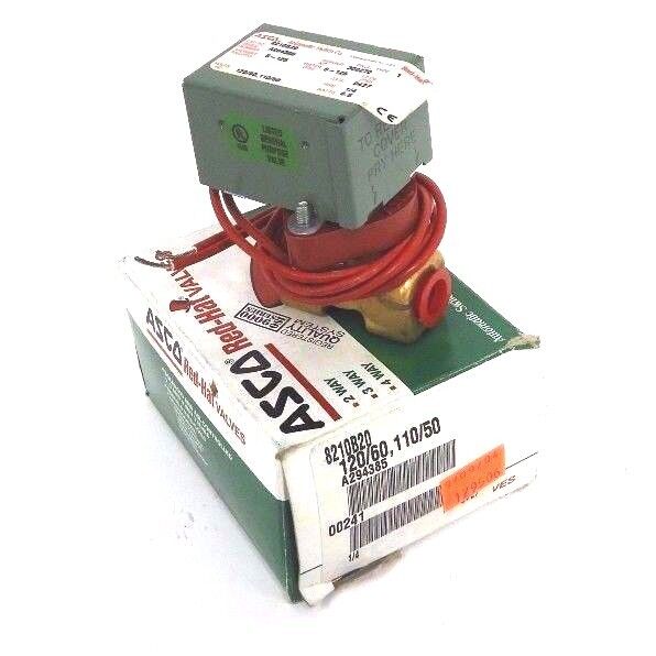 NIB ASCO 8210B20 SOLENOID VALVE 120/60 - 110/50, 1/4 PIPE, 6.5 WATTS, 5-125 PSI