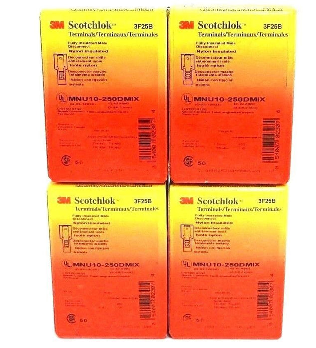 LOT OF 200 3M SCOTCHLOK MNU10-250DMIX TERMINALS NYLON INSULATED 12-10 AWG