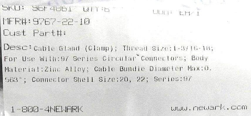 LOT OF 2 NEW AMPHENOL 97-67-22-10 CABLE CLAMPS 97672210