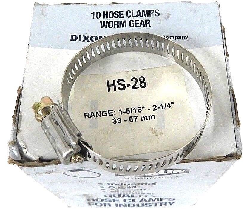 LOT OF 18 NEW DIXON HS-28 HOSE CLAMPS WORM GEAR 1-5/16" - 2-1/4", 33 - 57 MM