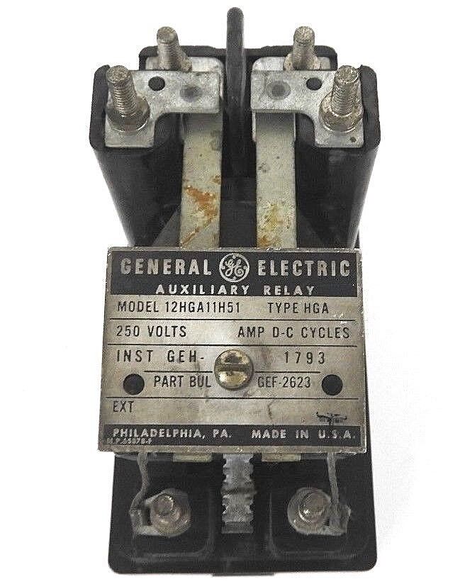 GENERAL ELECTRIC 12HGA11H51 AUXILIARY RELAY TYPE: HGA, 250 VOLTS, GEF-2623