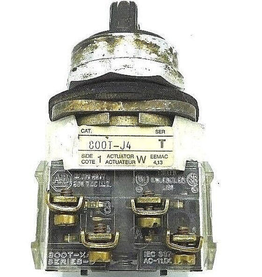 ALLEN BRADLEY 800T-J4 SELECTOR SWITCH SER. T W/ 800T-XA SER. D CONTACT