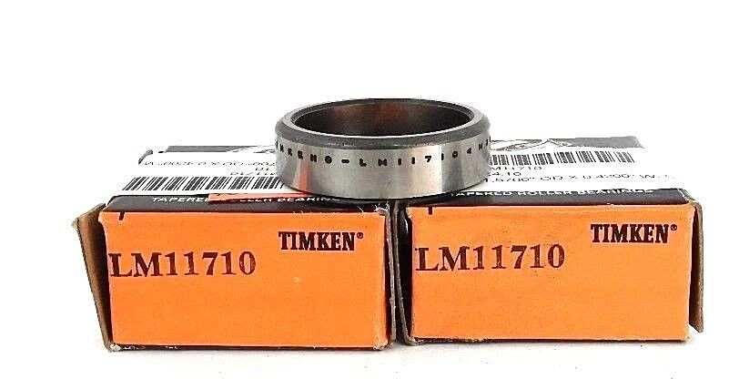 LOT OF 2 NIB TIMKEN LM11710 BALL BEARING CUPS 1.5700'' OD X 0.4200'' W