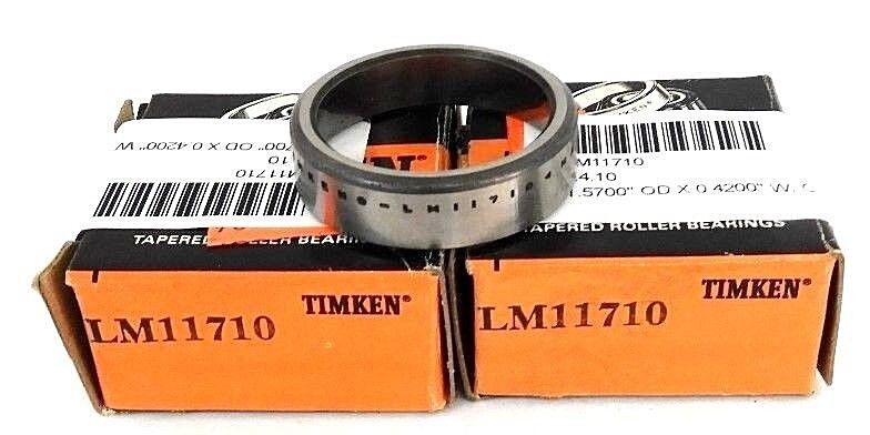 LOT OF 2 NIB TIMKEN LM11710 BALL BEARING CUPS 1.5700'' OD X 0.4200'' W