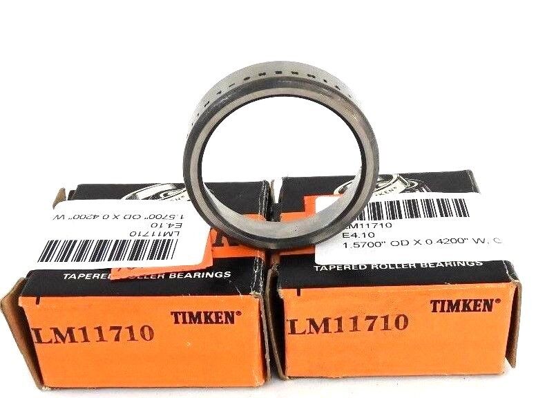 LOT OF 2 NIB TIMKEN LM11710 BALL BEARING CUPS 1.5700'' OD X 0.4200'' W