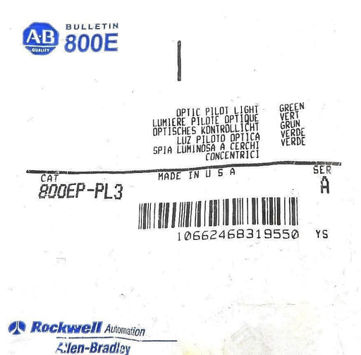 LOT OF 2 NEW ALLEN BRADLEY 800EP-PL3 GREEN OPTIC PILOT LIGHT 800EPPL3, SER. A