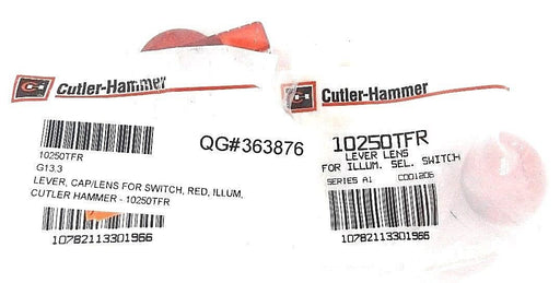 LOT OF 2 NEW CUTLER HAMMER 10250TFR RED ILLUMINATED LEVER LENS SER. A1