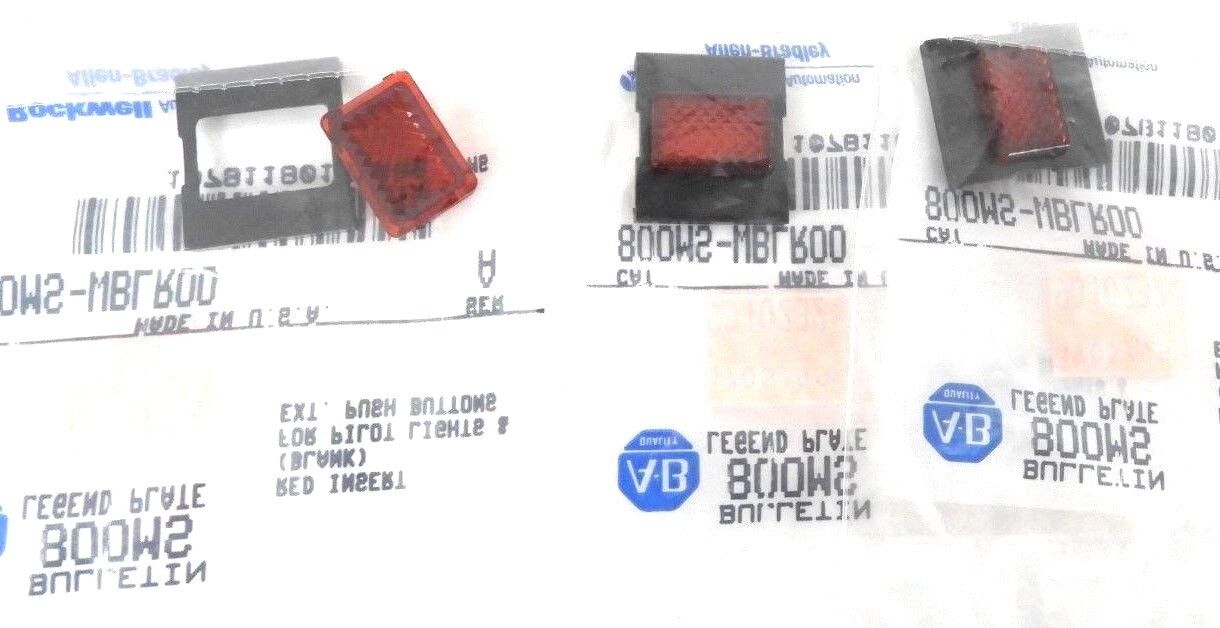 LOT OF 3 NEW ALLEN BRADLEY 800MS-WBLR00 RED INSERT (BLANK) SER. A, 800MSWBLR00
