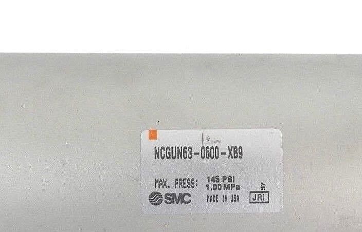 NEW SMC NCGUN63-0600-XB9 AIR CYLINDER MAX. PRESS: 145 PSI, 1.00 MPA