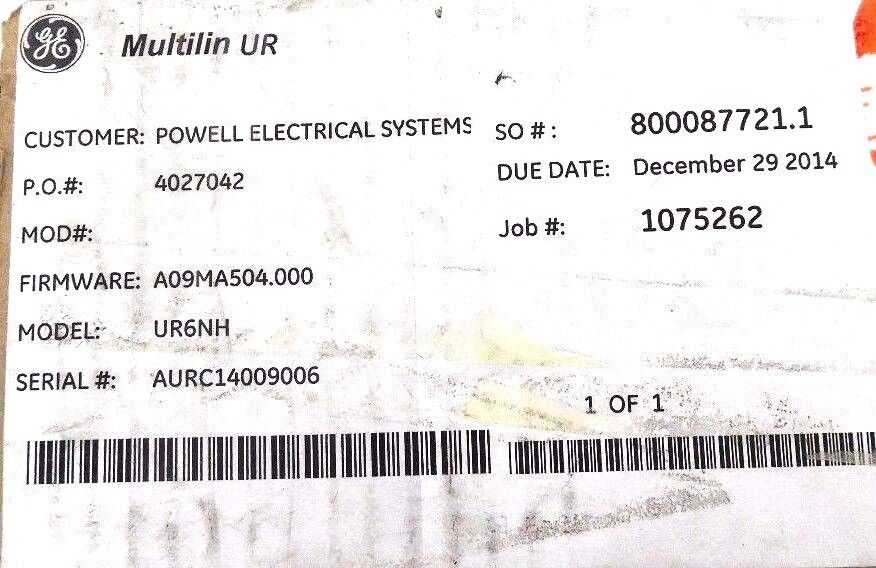 NIB GE MULTILIN UR6NH DIGITAL I/O MODULE FIRMWARE: A09MA504.000 W/ 1866-0002-C7