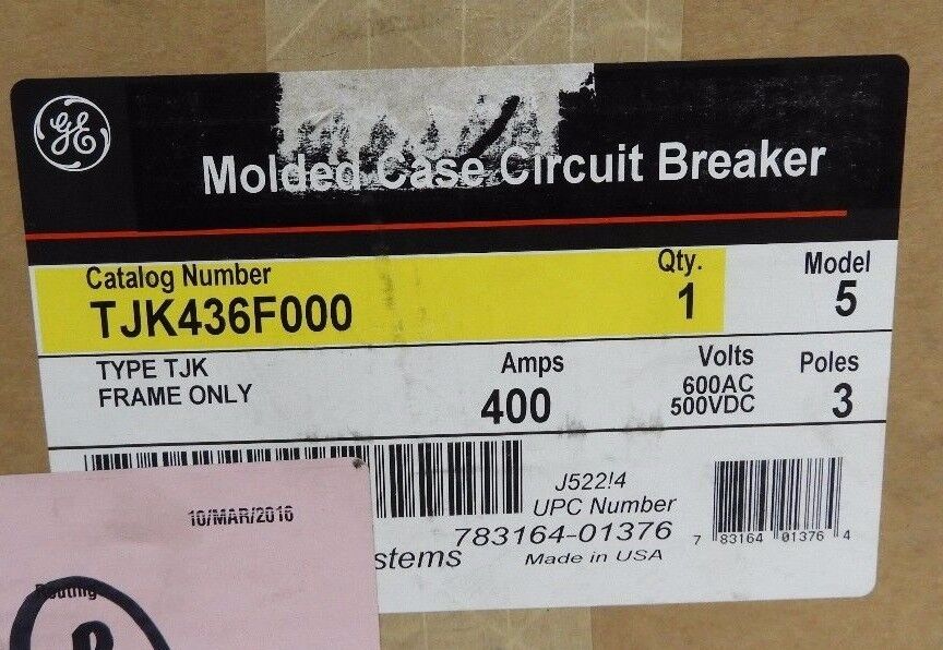 NIB GENERAL ELECTRIC TJK436F000 CIRCUIT BREAKER MODEL: 5, 400AMPS - FRAME ONLY