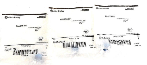 LOT OF 3 NEW ALLEN BRADLEY 800T-N122B SMALL PILOT LIGHT CAP BLUE SER. B