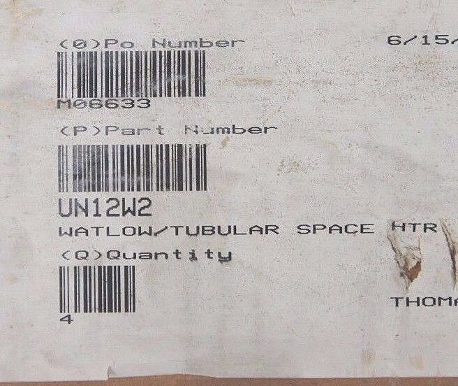 BOX OF 4 NEW WATLOW RBN28K10B-2 TUBULAR SPACE HEATER S3F07, 240V, 250W