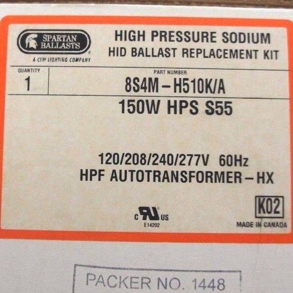 NIB SPARTAN RKS150/M BALLAST/LAMP KIT 120/208/240/277V BALLAST 150WATT
