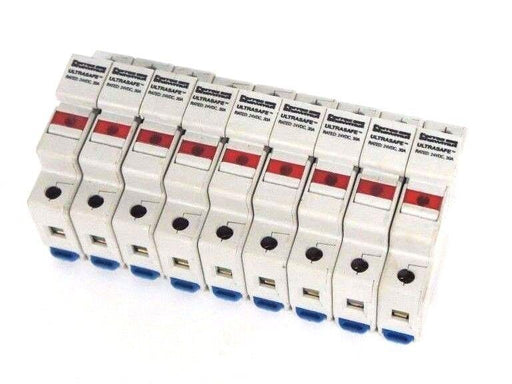 LOT OF 9 FERRAZ SHAWMUT USM1I-DC24 ULTRA SAFE FUSE HOLDERS 24VDC, 30A