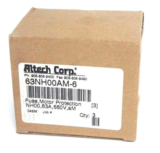 BOX OF 3 NEW ALTECH CORP. 63NH00AM-6 MOTOR PROTECTION FUSES 36A, 660V