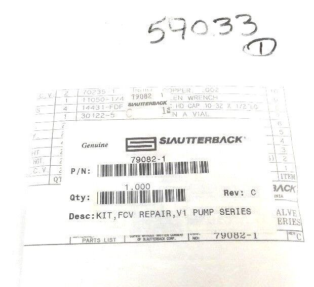 NEW SLAUTTERBACK 79082-1 KIT, FCV REPAIR, V1 PUMP SERIES REV. C