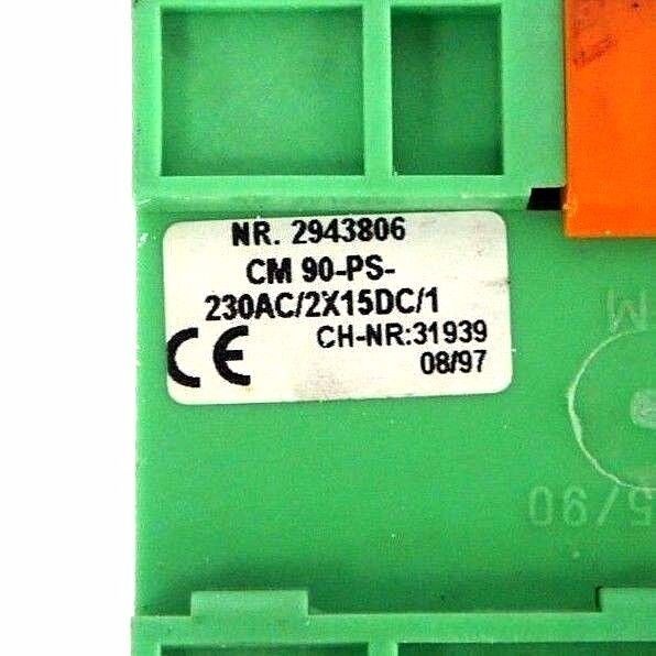 PHOENIX CONTACT CM 90-PS-230AC/2X15DC/1 POWER SUPPLY 230VAC 50/60HZ