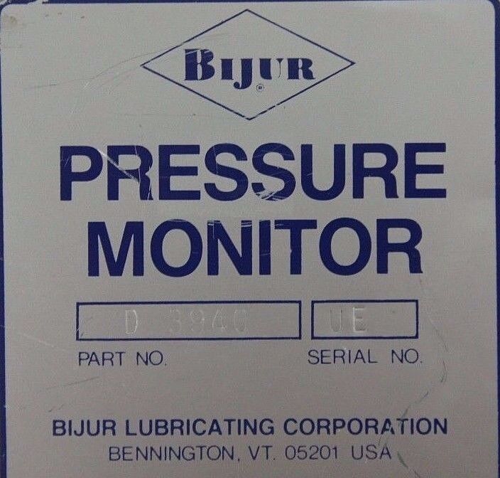 BIJUR D-3940 PRESSURE MONITOR W/ D-3677 MODULE TIME DELAY & RR2BA-US RELAY