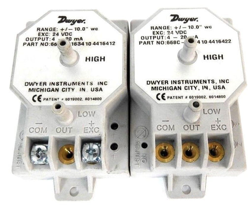 LOT OF 2 DWYER 668C-1634 10 COMPACT DIFFERENTIAL PRESSURE TRANSMITTER 668C-16