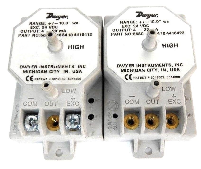 LOT OF 2 DWYER 668C-1634 10 COMPACT DIFFERENTIAL PRESSURE TRANSMITTER 668C-16