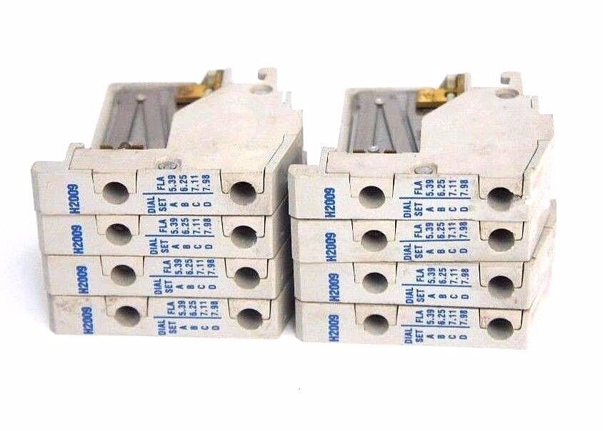 LOT OF 8 CUTLER HAMMER H2009 OVERLOAD THERMAL HEATING ELEMENTS 4.55-7.4AMP