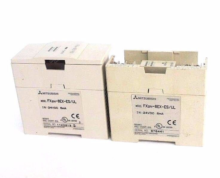 LOT OF 2 MITSUBISHI FX2N-8EX-ES/UL EXTENSION BLOCK MODULES 24VDC FX2N8EXESUL