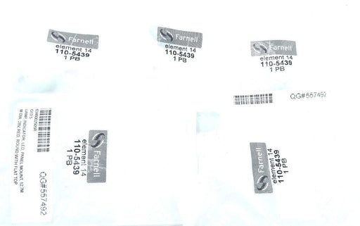 LOT OF 5 NEW FARNELL 110-5439 ELEMENT 14 INDICATOR LED RED 28V 17MA, 1105439