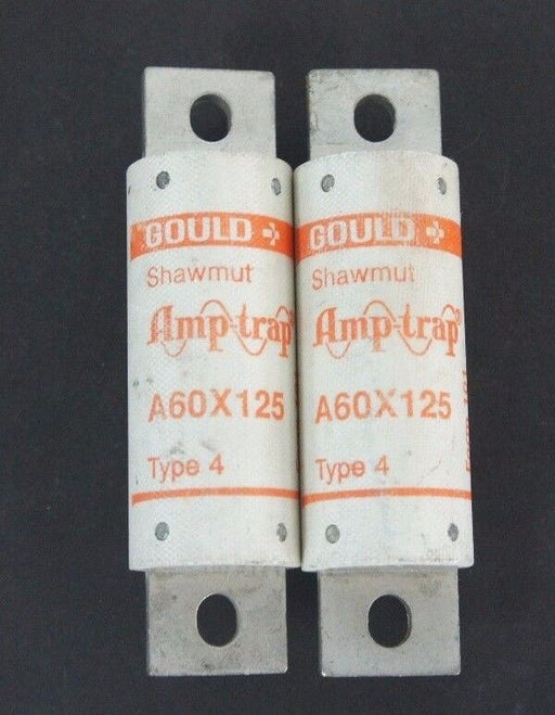 LOT OF 2 NEW GOULD SHAWMUT A60X125 AMP-TRAP TYPE 4 FUSES 125 AMP, 600 VAC