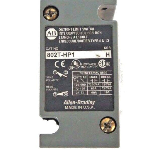 ALLEN BRADLEY 802T-HP1 LIMIT SWITCH SER H, 802THP1