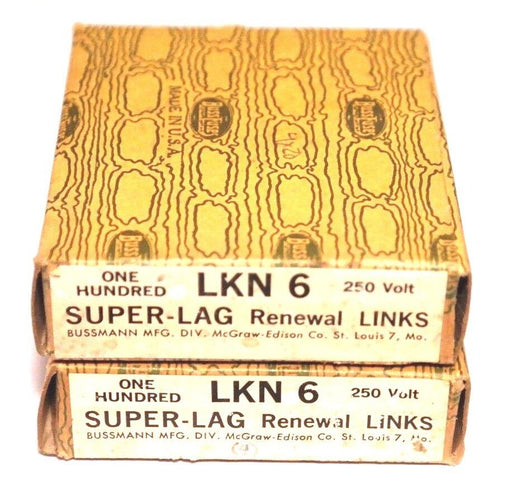 LOT OF 160 NIB BUSSMANN LKN-6 SUPER-LAG RENEWAL LINKS LKN6, 250V