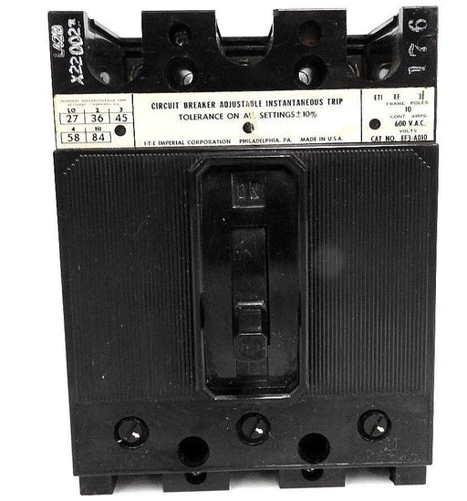ITE SIEMENS EF3-A010 CIRCUIT BREAKER 10 AMPS, 600 VAC, 3 POLE, EF FRAME