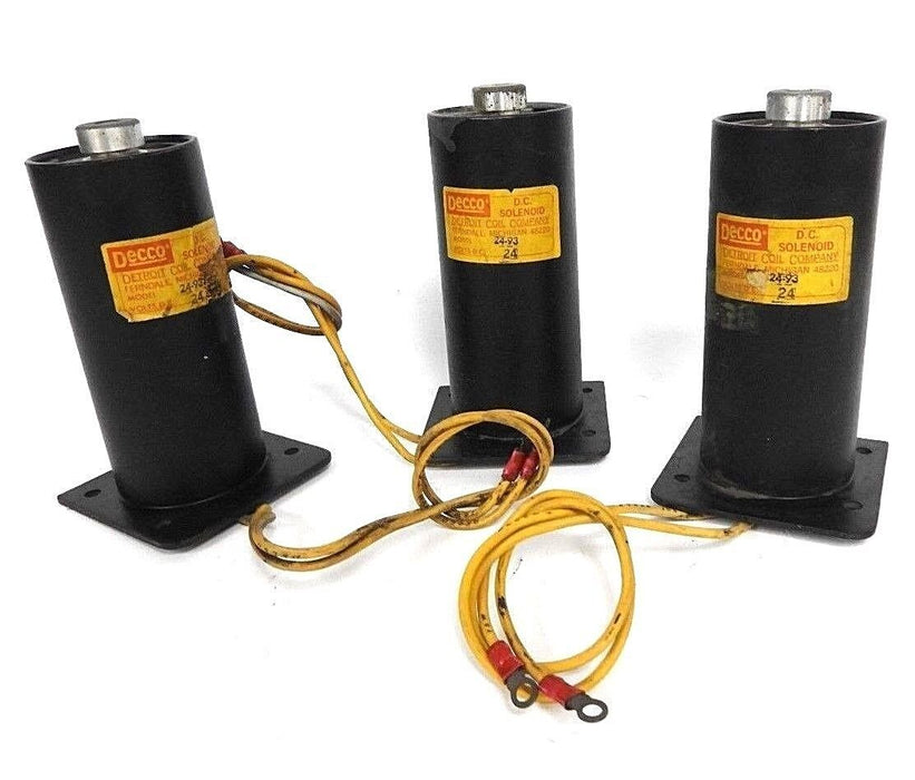 LOT OF 3 DECCO DETROIT COIL COMPANY 24-93 D.C. SOLENOID 24 VOLTS DC