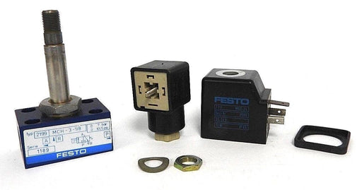 NEW FESTO 2199 MCH-3-1/8 SOLENOID VALVE W/ 3599 MSG-24 COIL & B-12